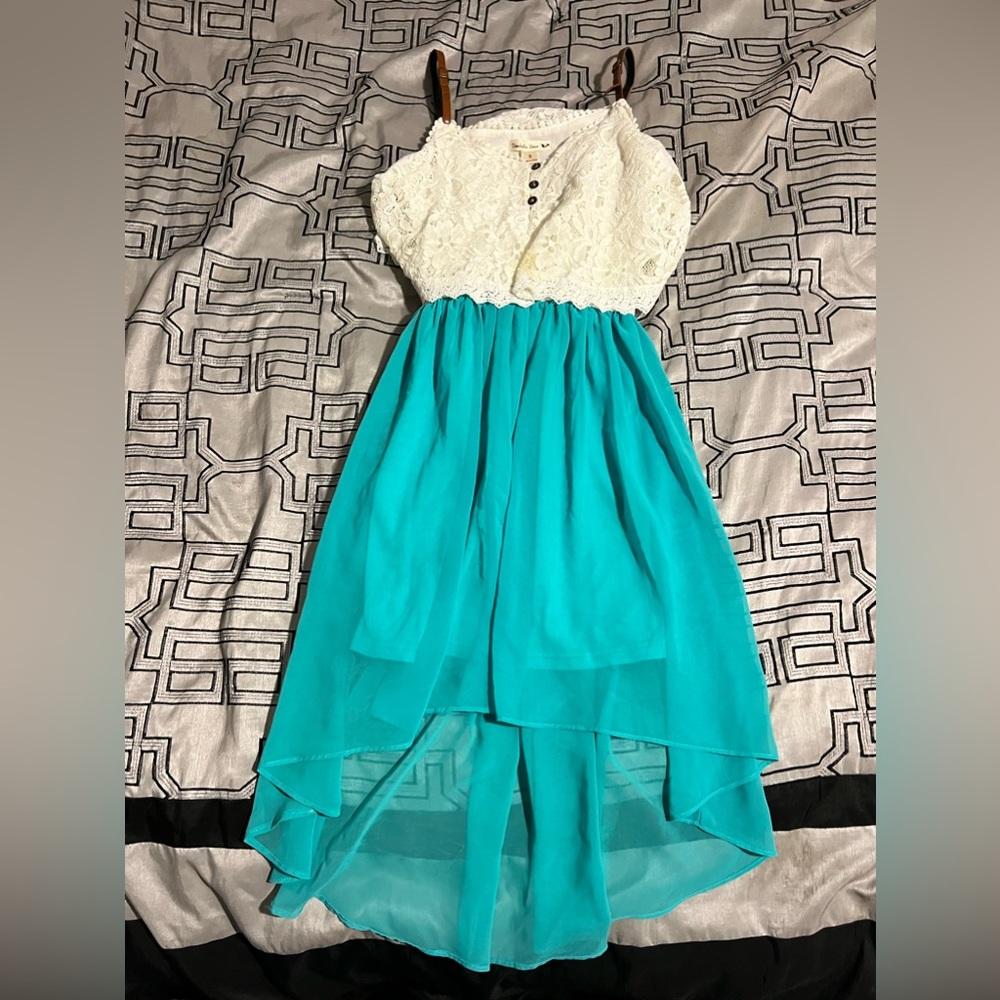 Hi low dress with adjustable straps